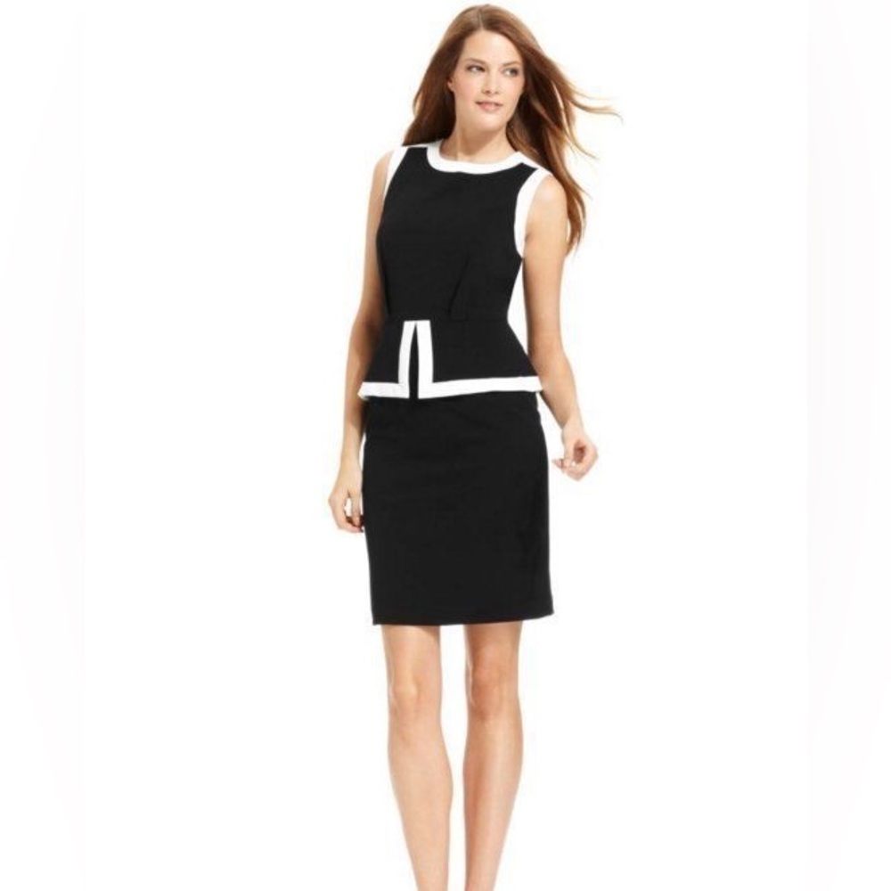 Calvin Klein Black Dress with White Accents.     Size 12